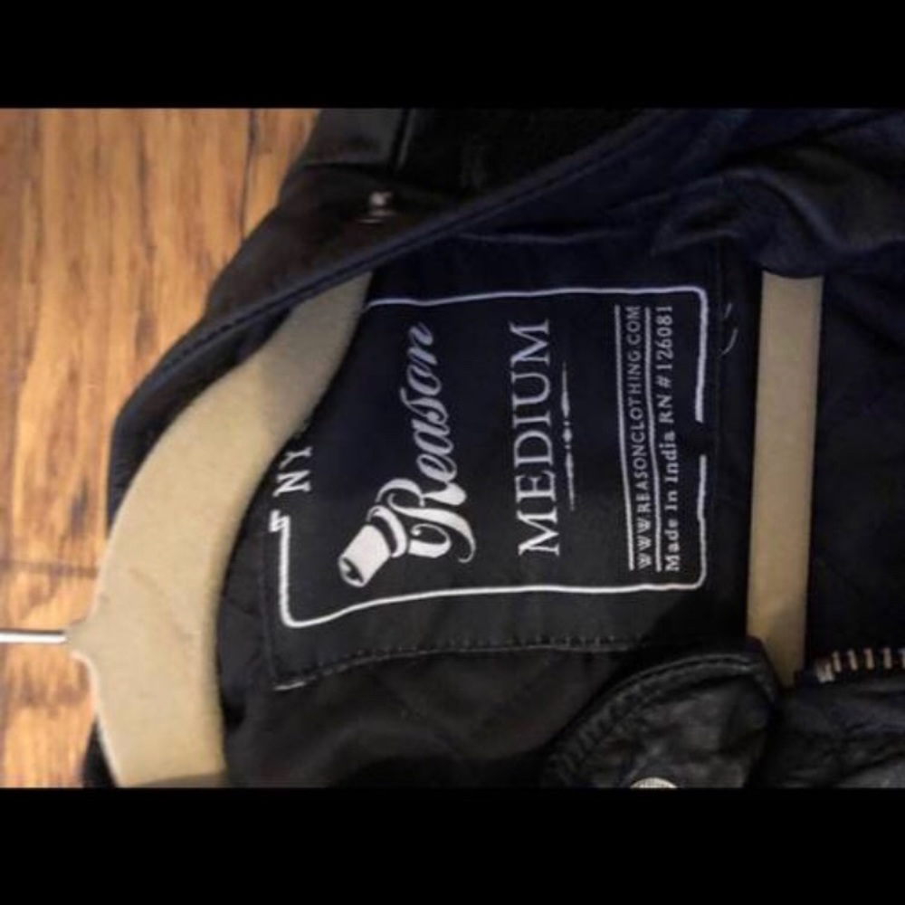 Reason company. Leather jacket with straps. Originally 250.